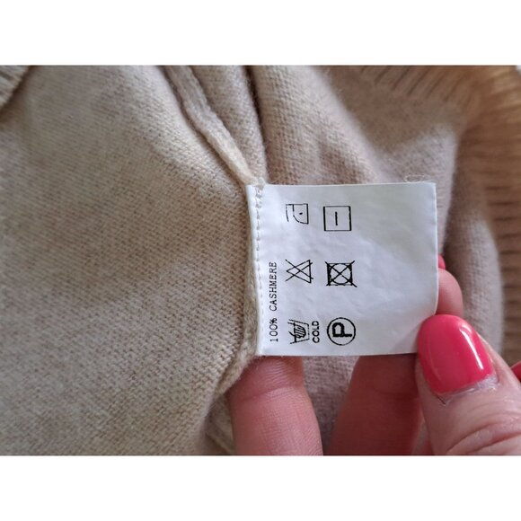 Philip Simmonds Men's Beige Cable Knit Cashmere Sweater Large Crewneck Luxury - Picture 10 of 11